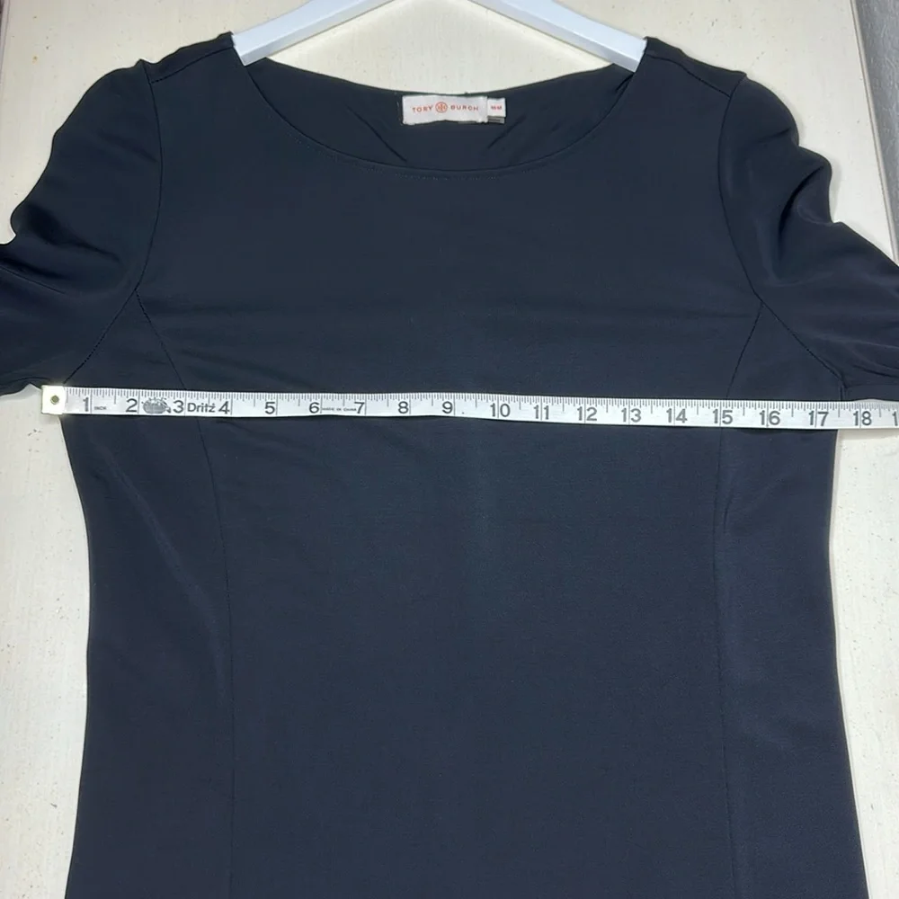 Tory Burch Foster Ruffle Hem Shift Dress Long Sleeve‎ Black Size Medium